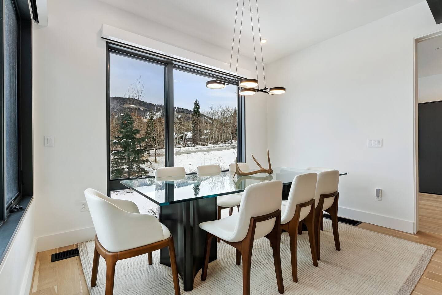 Dining table for 8 people (four more spaces at the counter)