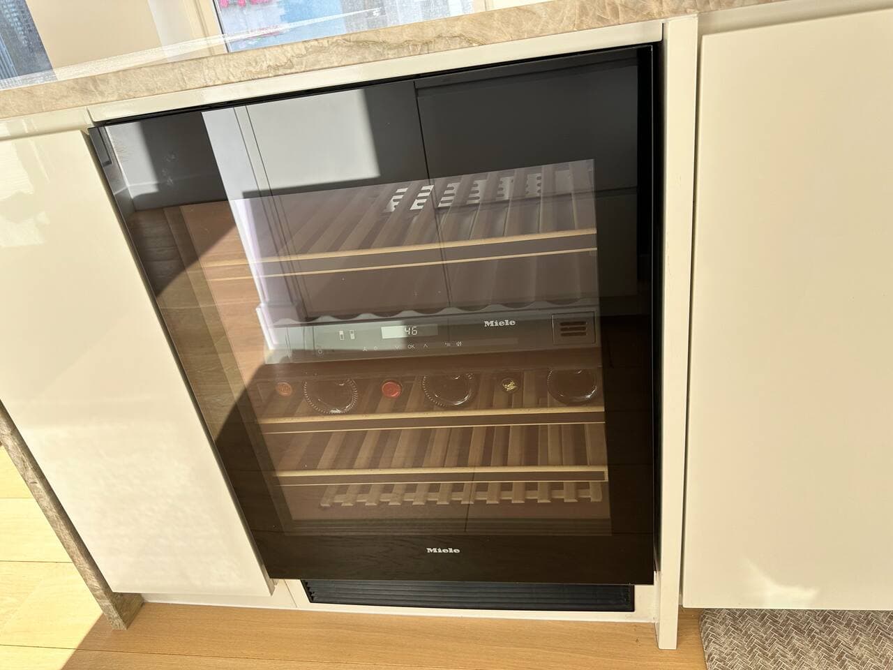 Built in wine fridge.