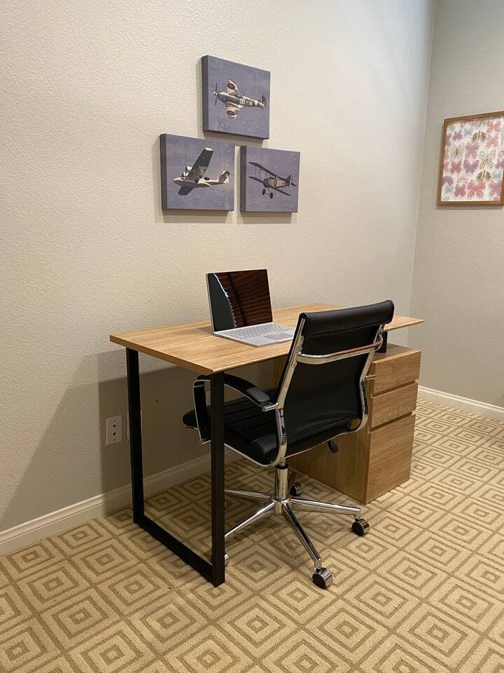 Desk and chair for a terrific work from home setup